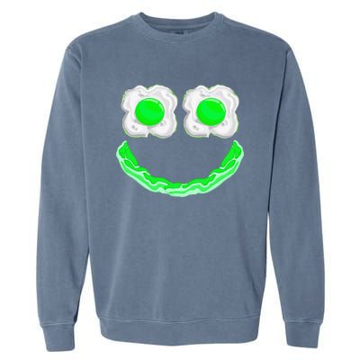 Funny Green Eggs Ham Smile Face Brunch Breakfast Garment-Dyed Sweatshirt