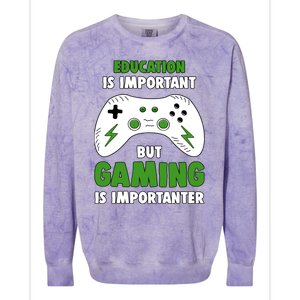 Funny Gamer Education Is Important But Gaming Is Importanter Colorblast Crewneck Sweatshirt