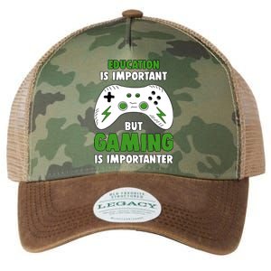 Funny Gamer Education Is Important But Gaming Is Importanter Legacy Tie Dye Trucker Hat