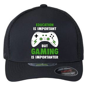 Funny Gamer Education Is Important But Gaming Is Importanter Flexfit Unipanel Trucker Cap