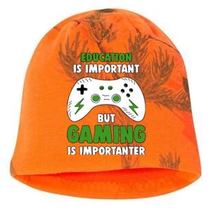 Funny Gamer Education Is Important But Gaming Is Importanter Kati - Camo Knit Beanie