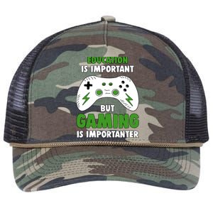 Funny Gamer Education Is Important But Gaming Is Importanter Retro Rope Trucker Hat Cap