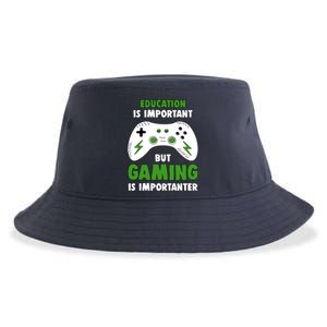 Funny Gamer Education Is Important But Gaming Is Importanter Sustainable Bucket Hat