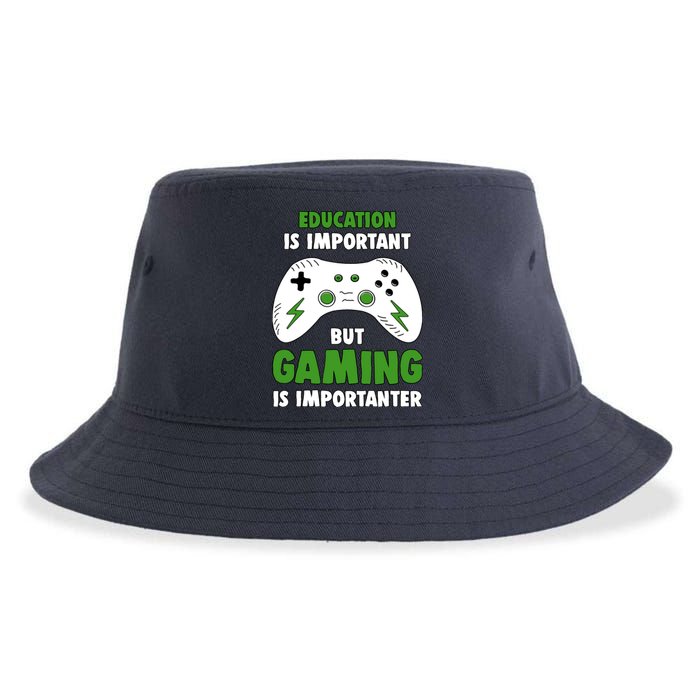 Funny Gamer Education Is Important But Gaming Is Importanter Sustainable Bucket Hat