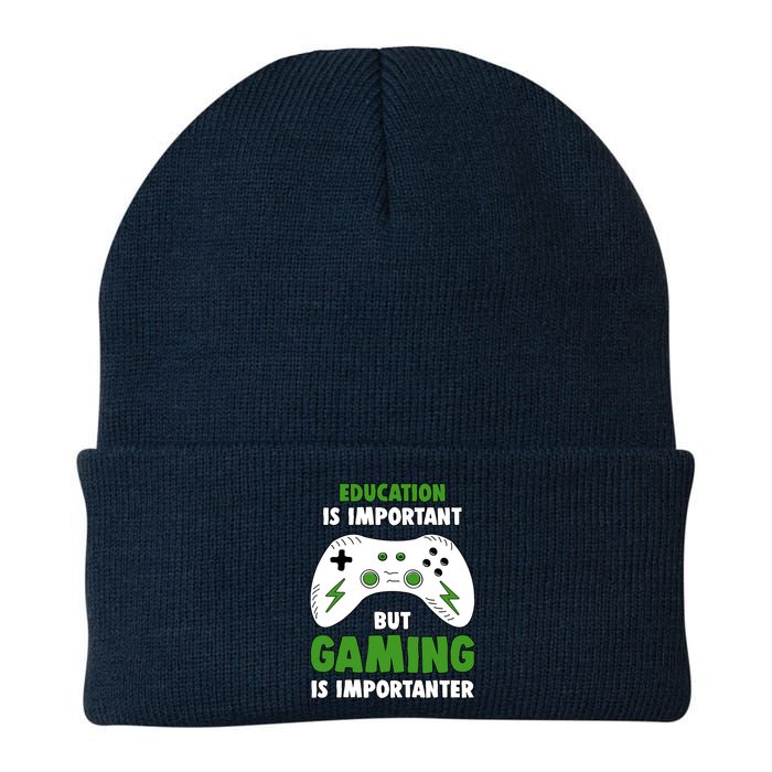 Funny Gamer Education Is Important But Gaming Is Importanter Knit Cap Winter Beanie