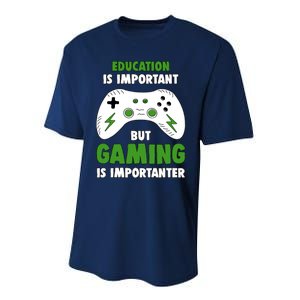 Funny Gamer Education Is Important But Gaming Is Importanter Performance Sprint T-Shirt