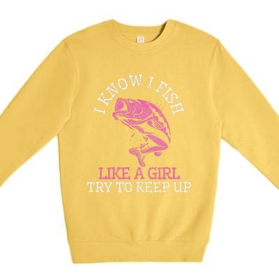 Fishing Girl Funny Cute Fish Bass Fisherman Gift Premium Crewneck Sweatshirt