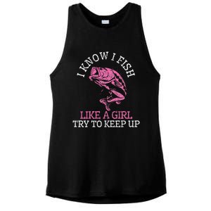 Fishing Girl Funny Cute Fish Bass Fisherman Gift Ladies PosiCharge Tri-Blend Wicking Tank