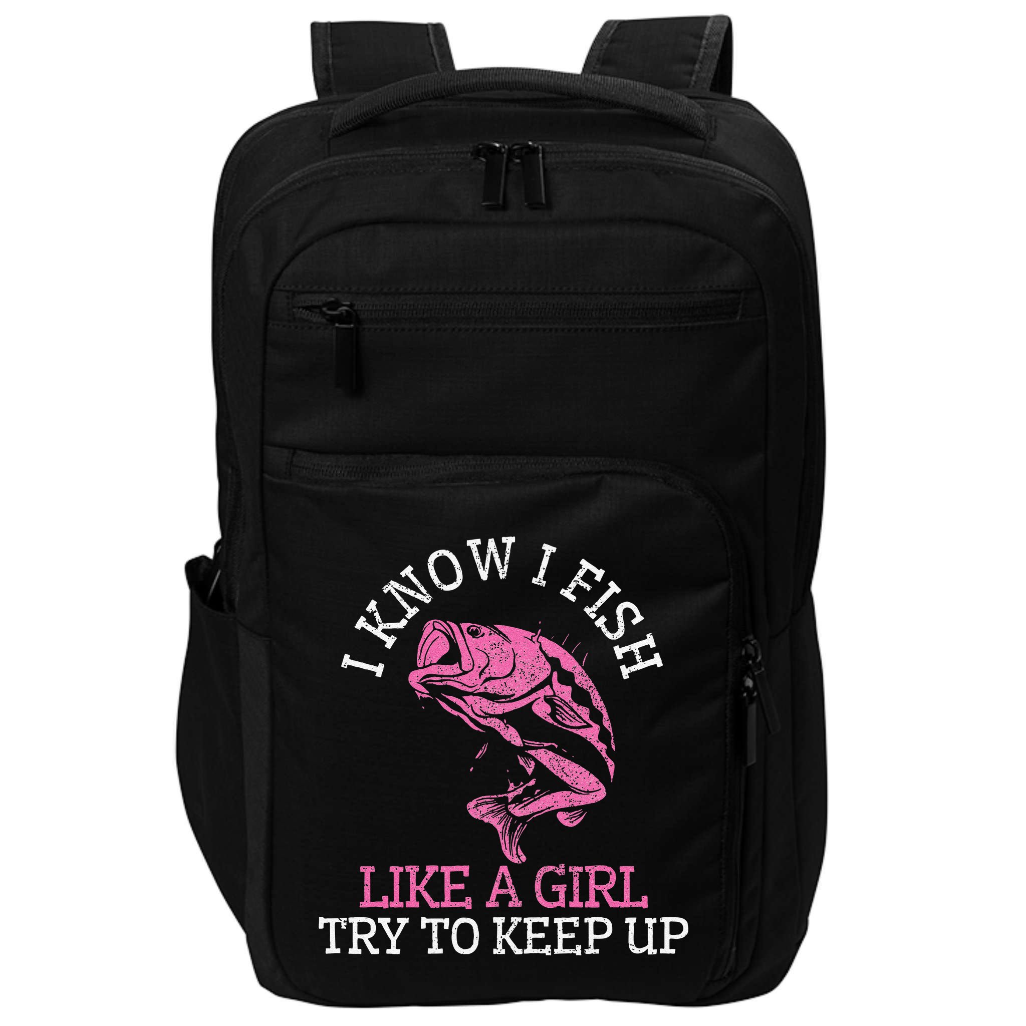 Fishing Girl Funny Cute Fish Bass Fisherman Gift Impact Tech Backpack