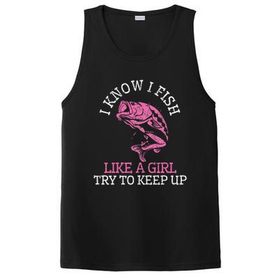 Fishing Girl Funny Cute Fish Bass Fisherman Gift PosiCharge Competitor Tank