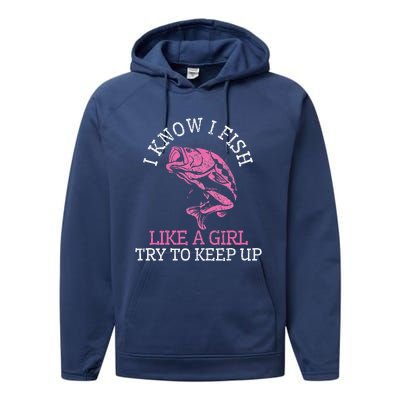 Fishing Girl Funny Cute Fish Bass Fisherman Gift Performance Fleece Hoodie