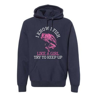 Fishing Girl Funny Cute Fish Bass Fisherman Gift Premium Hoodie