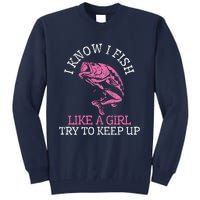 Fishing Girl Funny Cute Fish Bass Fisherman Gift Tall Sweatshirt