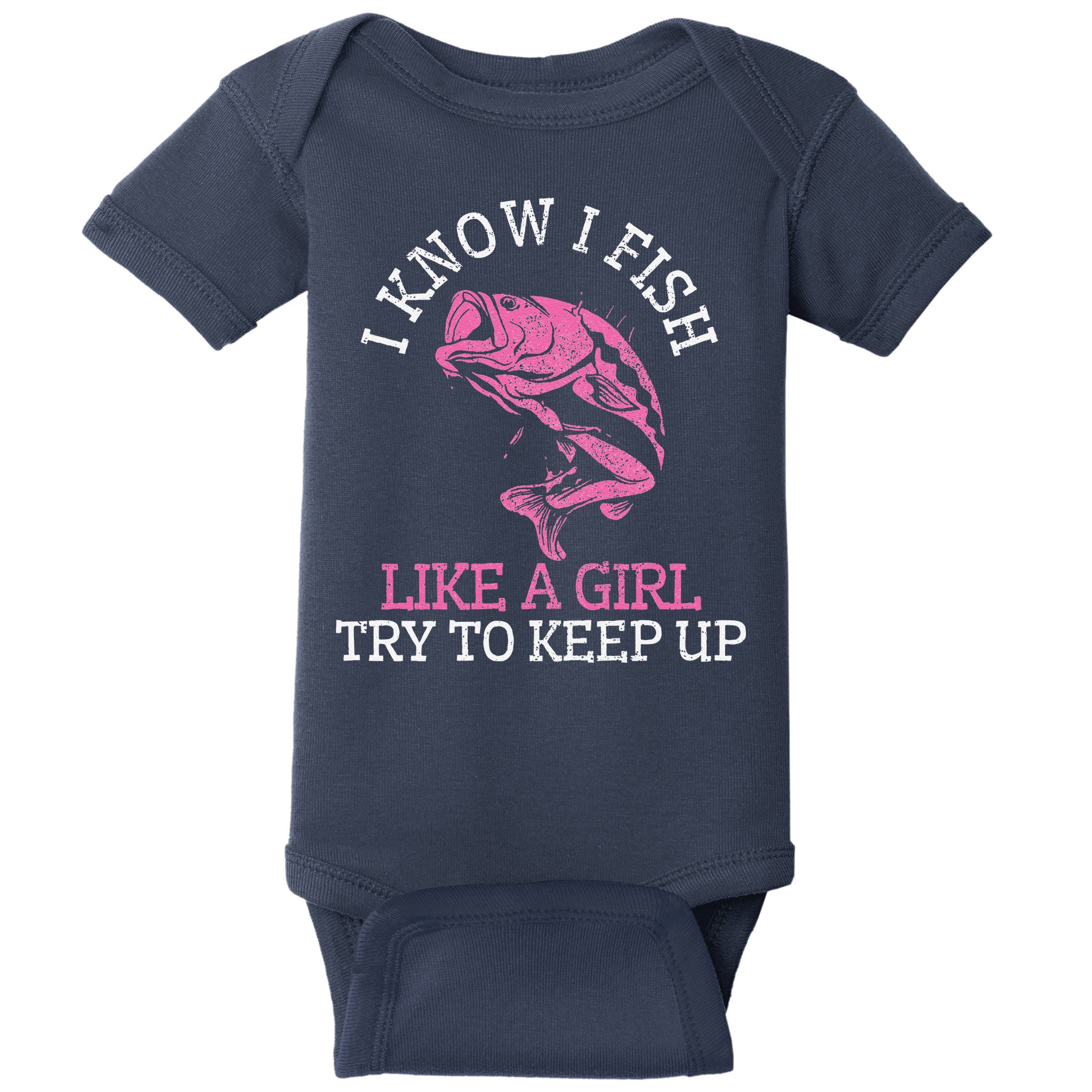 Fishing Girl Funny Cute Fish Bass Fisherman Gift Baby Bodysuit