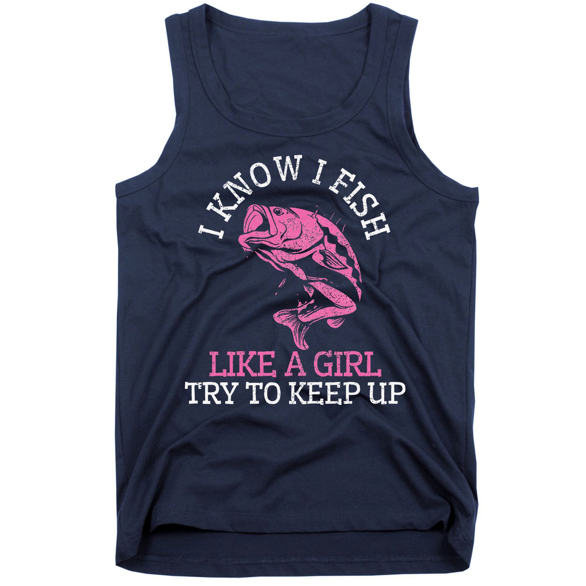 Fishing Girl Funny Cute Fish Bass Fisherman Gift Tank Top