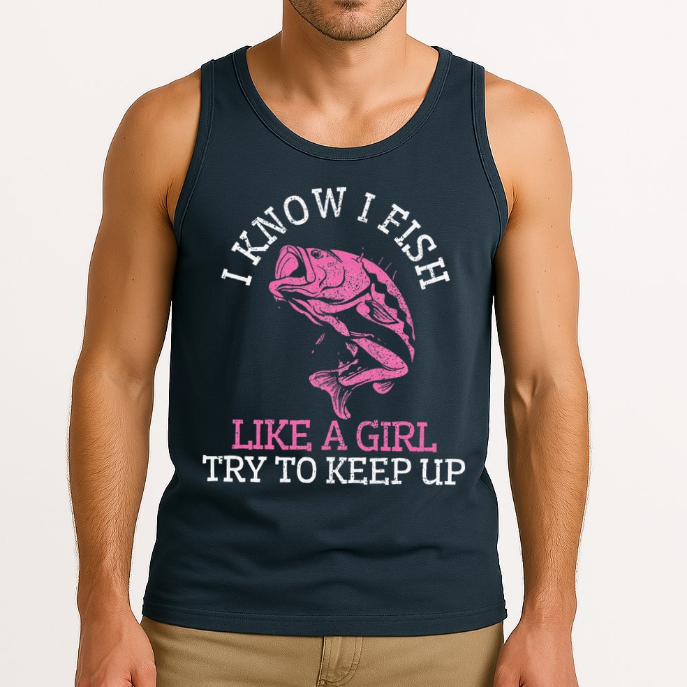 Fishing Girl Funny Cute Fish Bass Fisherman Gift Tank Top