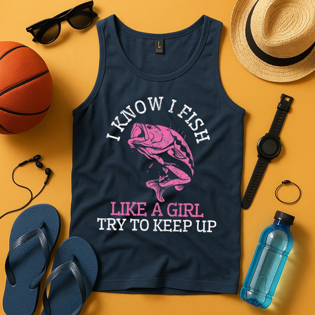 Fishing Girl Funny Cute Fish Bass Fisherman Gift Tank Top