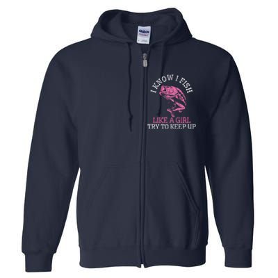 Fishing Girl Funny Cute Fish Bass Fisherman Gift Full Zip Hoodie