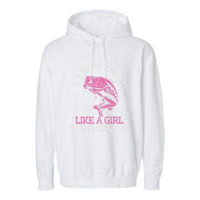 Fishing Girl Funny Cute Fish Bass Fisherman Gift Garment-Dyed Fleece Hoodie