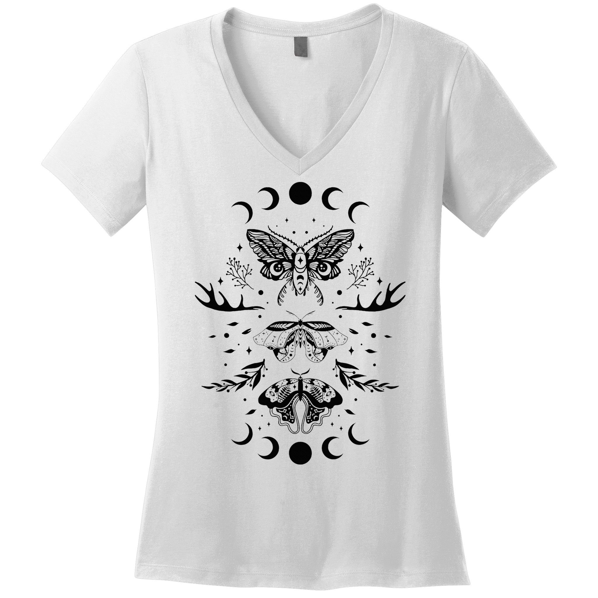 Fairy Grunge Fairycore Aesthetic Goth Luna Moth Butterfly Women's V-Neck T-Shirt