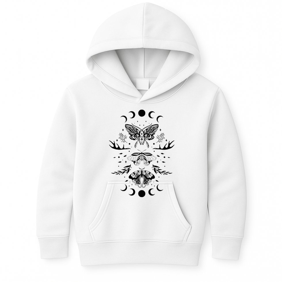 Fairy Grunge Fairycore Aesthetic Goth Luna Moth Butterfly Kids Hoodie