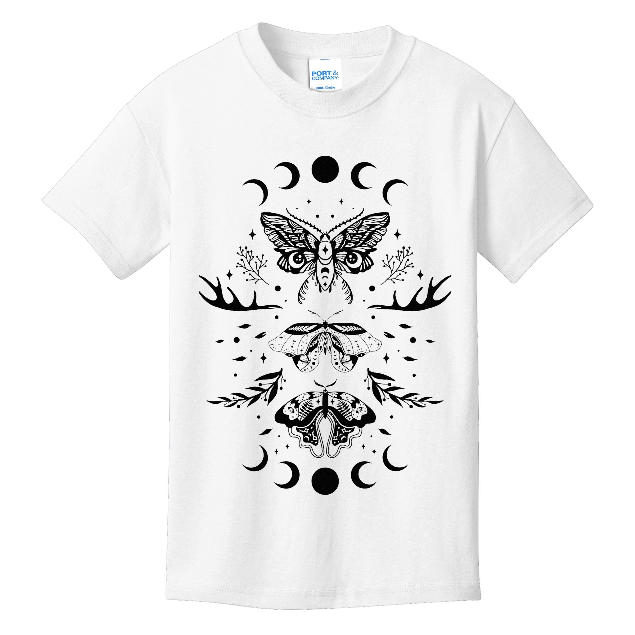 Fairy Grunge Fairycore Aesthetic Goth Luna Moth Butterfly Kids T-Shirt