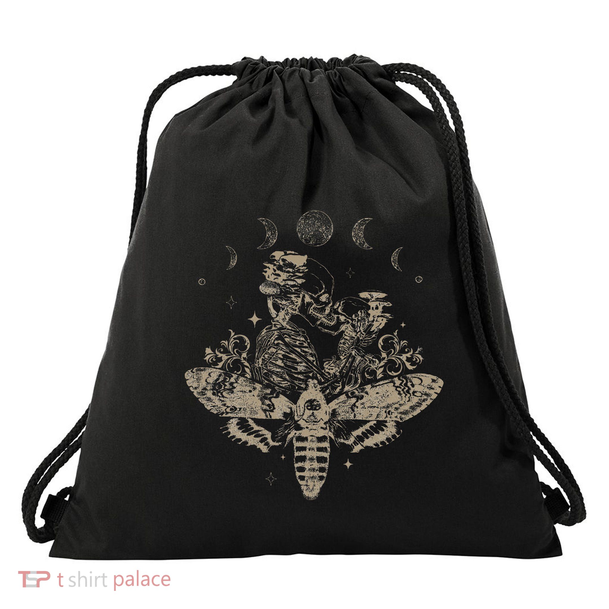 Fairy Grunge Fairycore Aesthetic Skeleton Goth Luna Moth Drawstring Bag
