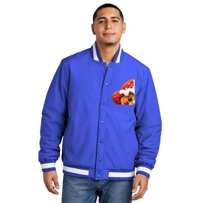 Funny Gingerbread Firefighter Christmas Gift Insulated Varsity Jacket