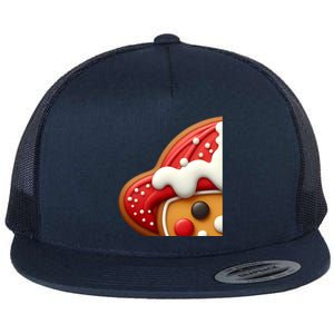 Funny Gingerbread Firefighter Christmas Gift Flat Bill Trucker Hat