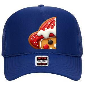 Funny Gingerbread Firefighter Christmas Gift High Crown Mesh Back Trucker Hat