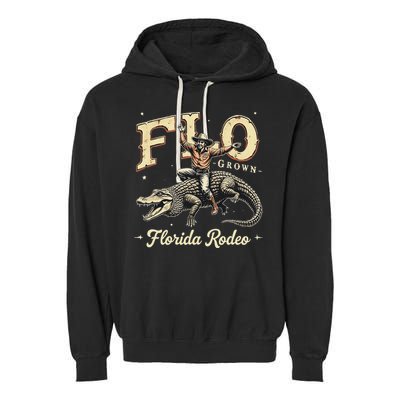 Flo Grown Florida Fl Alligator Rodeo Garment-Dyed Fleece Hoodie