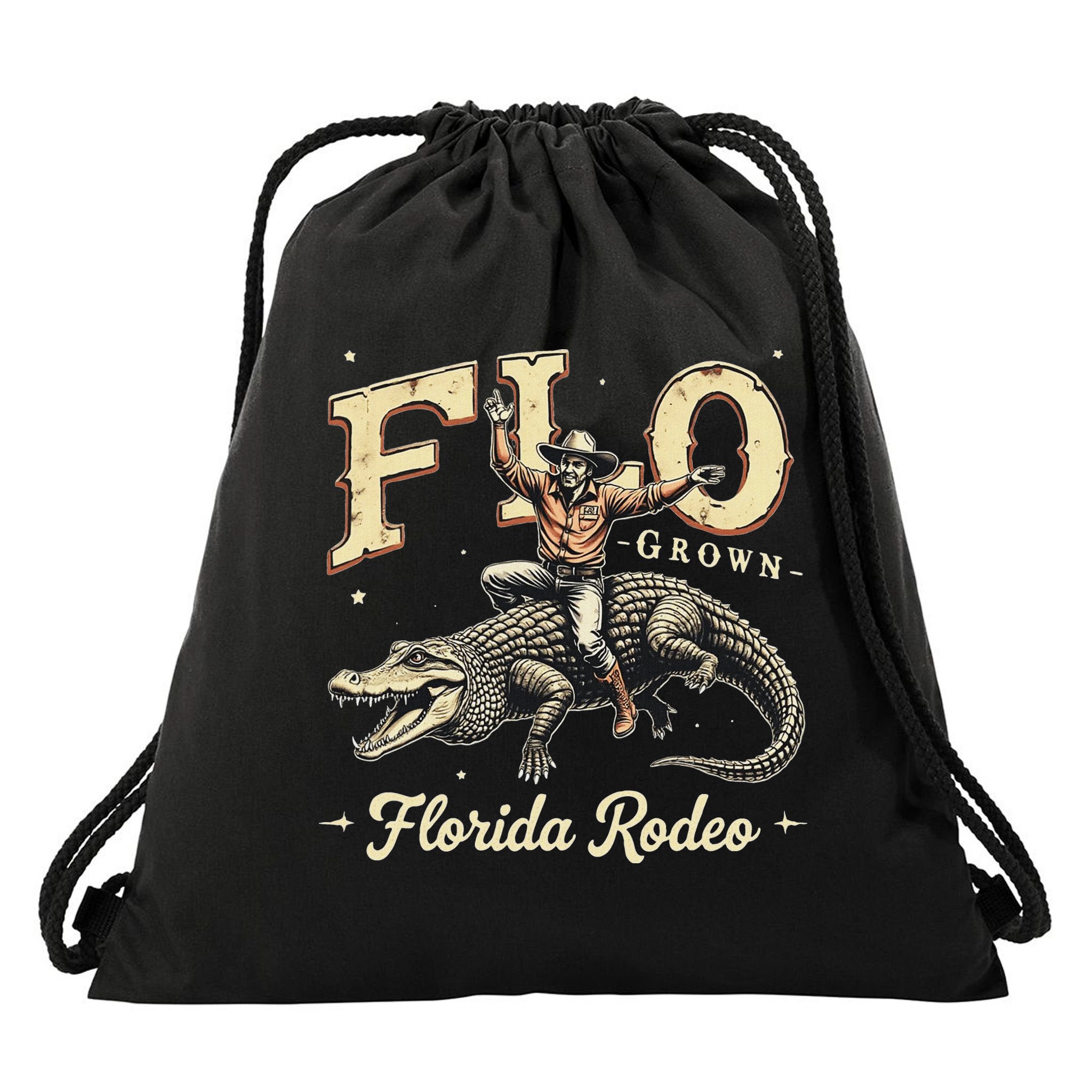 Flo Grown Florida Fl Alligator Rodeo Drawstring Bag