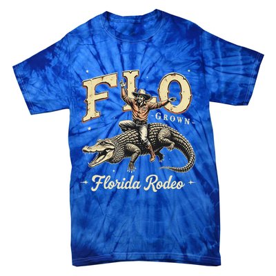 Flo Grown Florida Fl Alligator Rodeo Tie-Dye T-Shirt