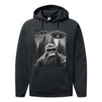 Funny Graphic For Bigfoot Sasquatch Alien Ufo Performance Fleece Hoodie