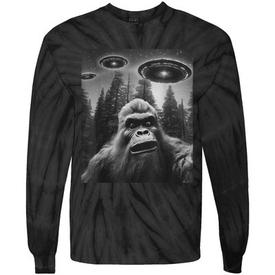 Funny Graphic For Bigfoot Sasquatch Alien Ufo Tie-Dye Long Sleeve Shirt