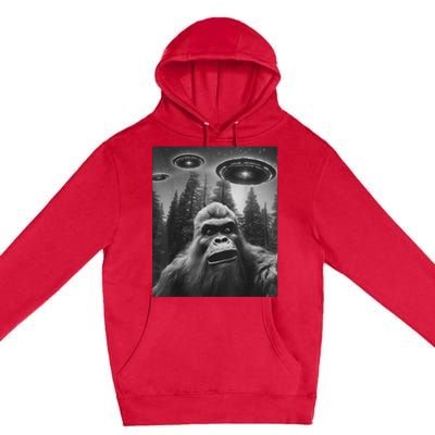 Funny Graphic For Bigfoot Sasquatch Alien Ufo Premium Pullover Hoodie