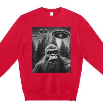 Funny Graphic For Bigfoot Sasquatch Alien Ufo Premium Crewneck Sweatshirt