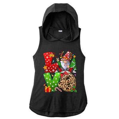 Festive Gnome Family Holiday Decor Ladies PosiCharge Tri-Blend Wicking Draft Hoodie Tank