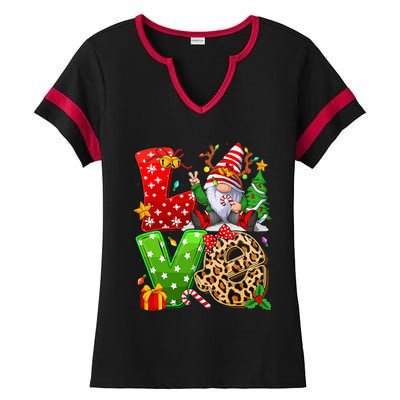 Festive Gnome Family Holiday Decor Ladies Halftime Notch Neck Tee