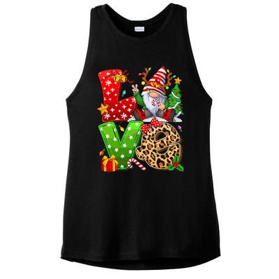 Festive Gnome Family Holiday Decor Ladies PosiCharge Tri-Blend Wicking Tank