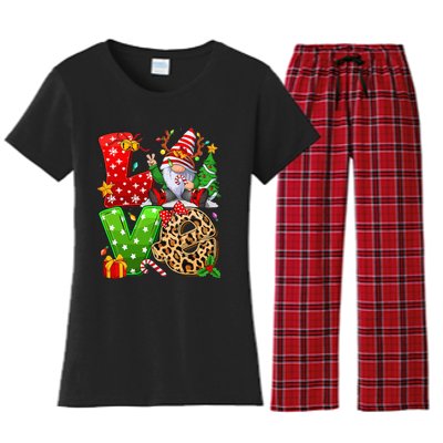 Festive Gnome Family Holiday Decor Women's Flannel Pajama Set