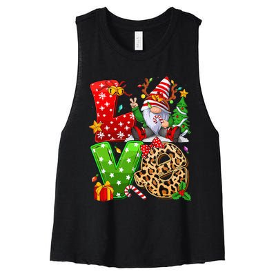 Festive Gnome Family Holiday Decor Women's Racerback Cropped Tank