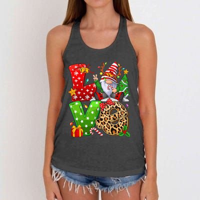 Festive Gnome Family Holiday Decor Women's Knotted Racerback Tank