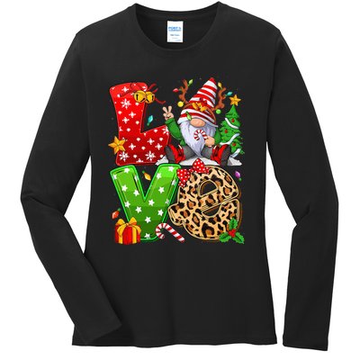 Festive Gnome Family Holiday Decor Ladies Long Sleeve Shirt