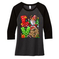 Festive Gnome Family Holiday Decor Women's Tri-Blend 3/4-Sleeve Raglan Shirt