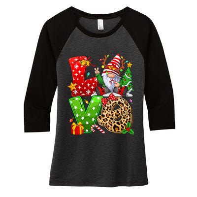 Festive Gnome Family Holiday Decor Women's Tri-Blend 3/4-Sleeve Raglan Shirt