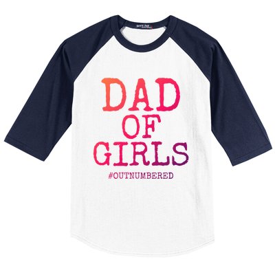 Father Gift From Daughters Funny Dad Of #Outnumbered Cool Gift Baseball Sleeve Shirt