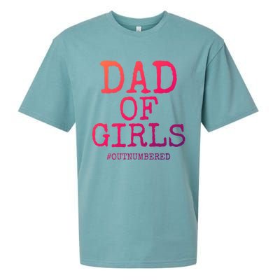 Father Gift From Daughters Funny Dad Of #Outnumbered Cool Gift Sueded Cloud Jersey T-Shirt