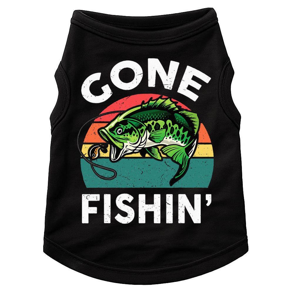Funny Gone Fishing Bass Fish Doggie Tank