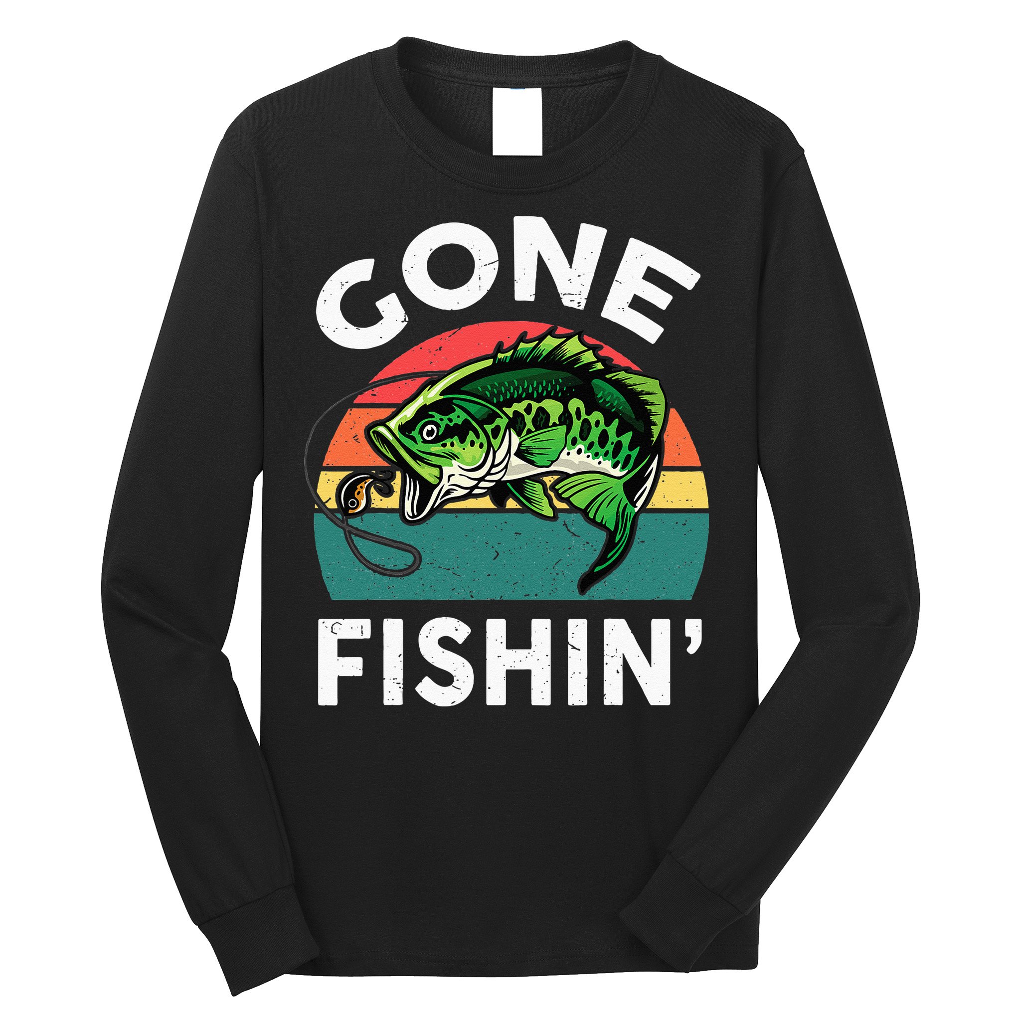 Funny Gone Fishing Bass Fish Long Sleeve Shirt